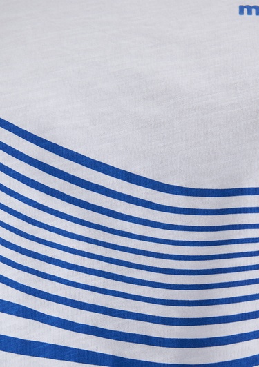  Mavi Baskılı Beyaz Tişört Crop / Kısa Kesim 1613434-620