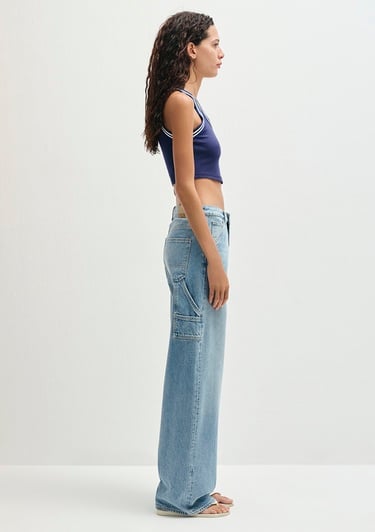  Mavi Biye Detaylı Lacivert Crop Atlet Crop / Kısa Kesim 1613435-70495