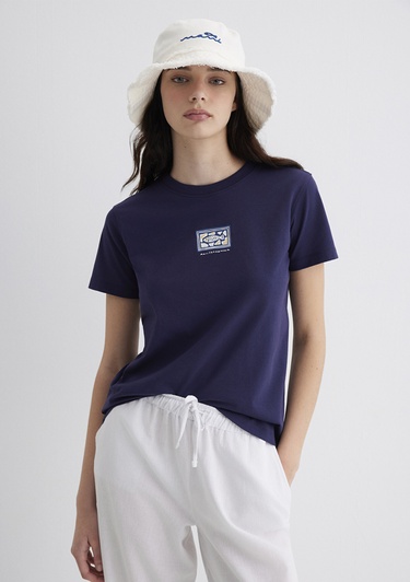  Mavi Nazar Boncuğu Baskılı Lacivert Tişört Regular Fit / Normal Kesim 1613442-70495