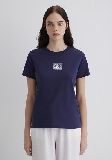  Mavi Nazar Boncuğu Baskılı Lacivert Tişört Regular Fit / Normal Kesim 1613442-70495