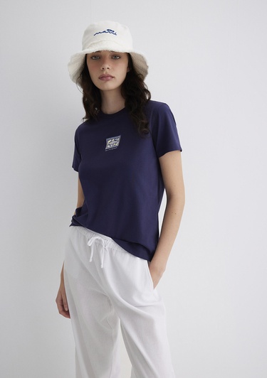  Mavi Nazar Boncuğu Baskılı Lacivert Tişört Regular Fit / Normal Kesim 1613442-70495