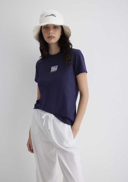  Mavi Nazar Boncuğu Baskılı Lacivert Tişört Regular Fit / Normal Kesim 1613442-70495