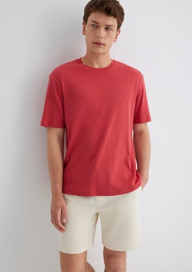  Mavi Kırmızı Basic Tişört Regular Fit / Normal Kesim 0612944-70985