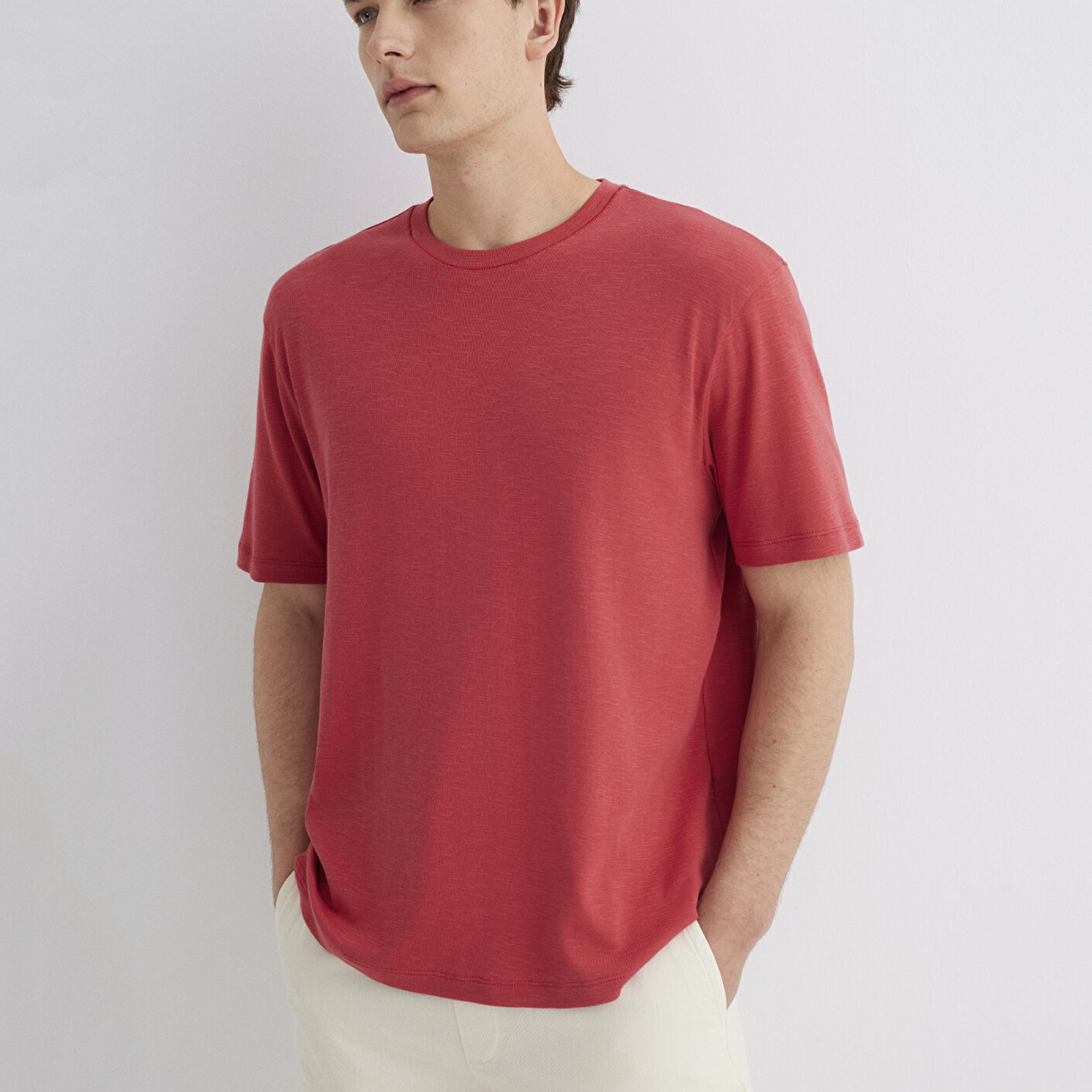 Mavi Kırmızı Basic Tişört Regular Fit / Normal Kesim 0612944-70985