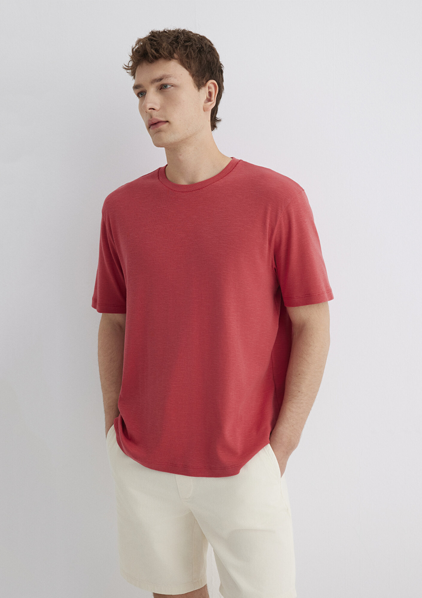  Mavi Kırmızı Basic Tişört Regular Fit / Normal Kesim 0612944-70985