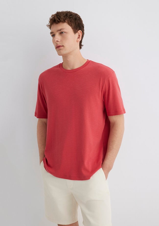  Mavi Kırmızı Basic Tişört Regular Fit / Normal Kesim 0612944-70985