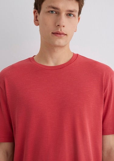  Mavi Kırmızı Basic Tişört Regular Fit / Normal Kesim 0612944-70985