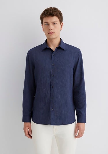  Mavi Lacivert Tencel TM Modal Gömlek Regular Fit / Normal Kesim 0211625-70490