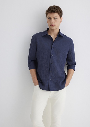  Mavi Lacivert Tencel TM Modal Gömlek Regular Fit / Normal Kesim 0211625-70490