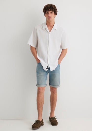  Mavi Çizgili Gri Gömlek Regular Fit / Normal Kesim 0211495-70144