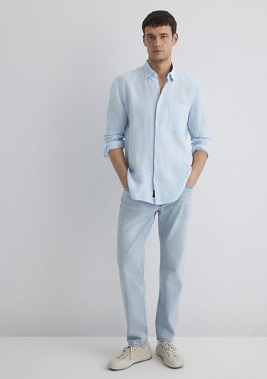  Mavi Mavi Keten Gömlek Regular Fit / Normal Kesim 0211472-70815