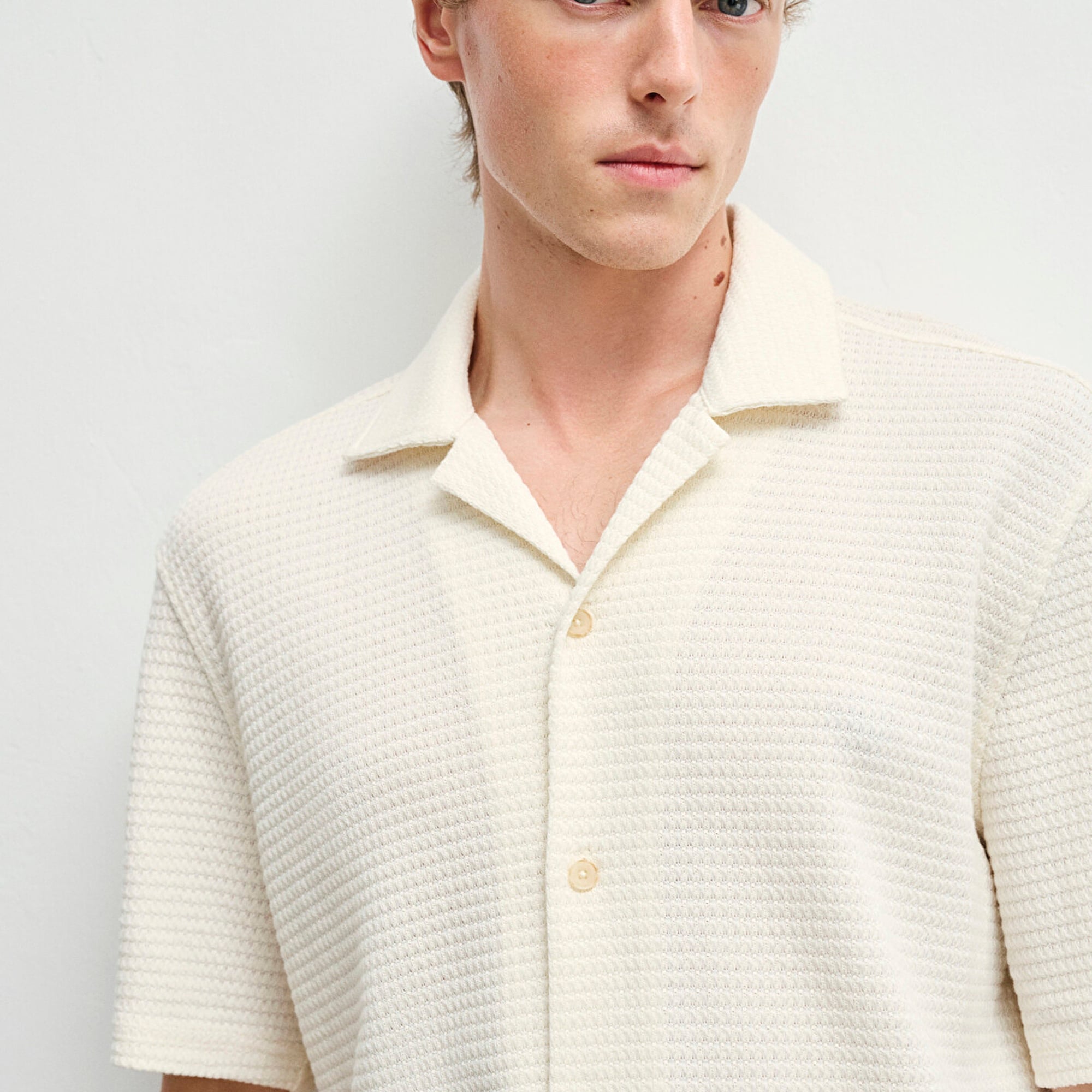 Mavi Dokulu Ekru Gömlek Regular Fit / Normal Kesim 0211596-70058