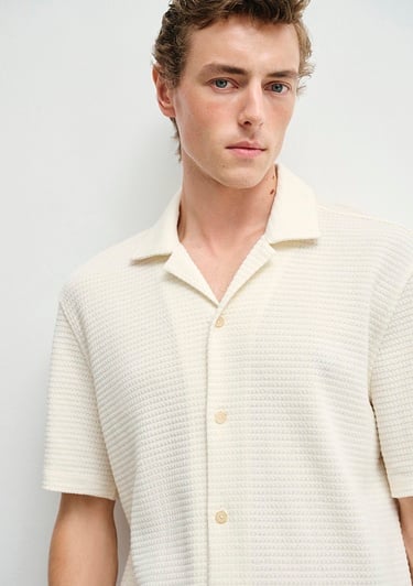  Mavi Dokulu Ekru Gömlek Regular Fit / Normal Kesim 0211596-70058