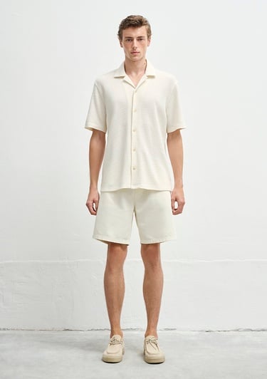  Mavi Dokulu Ekru Gömlek Regular Fit / Normal Kesim 0211596-70058