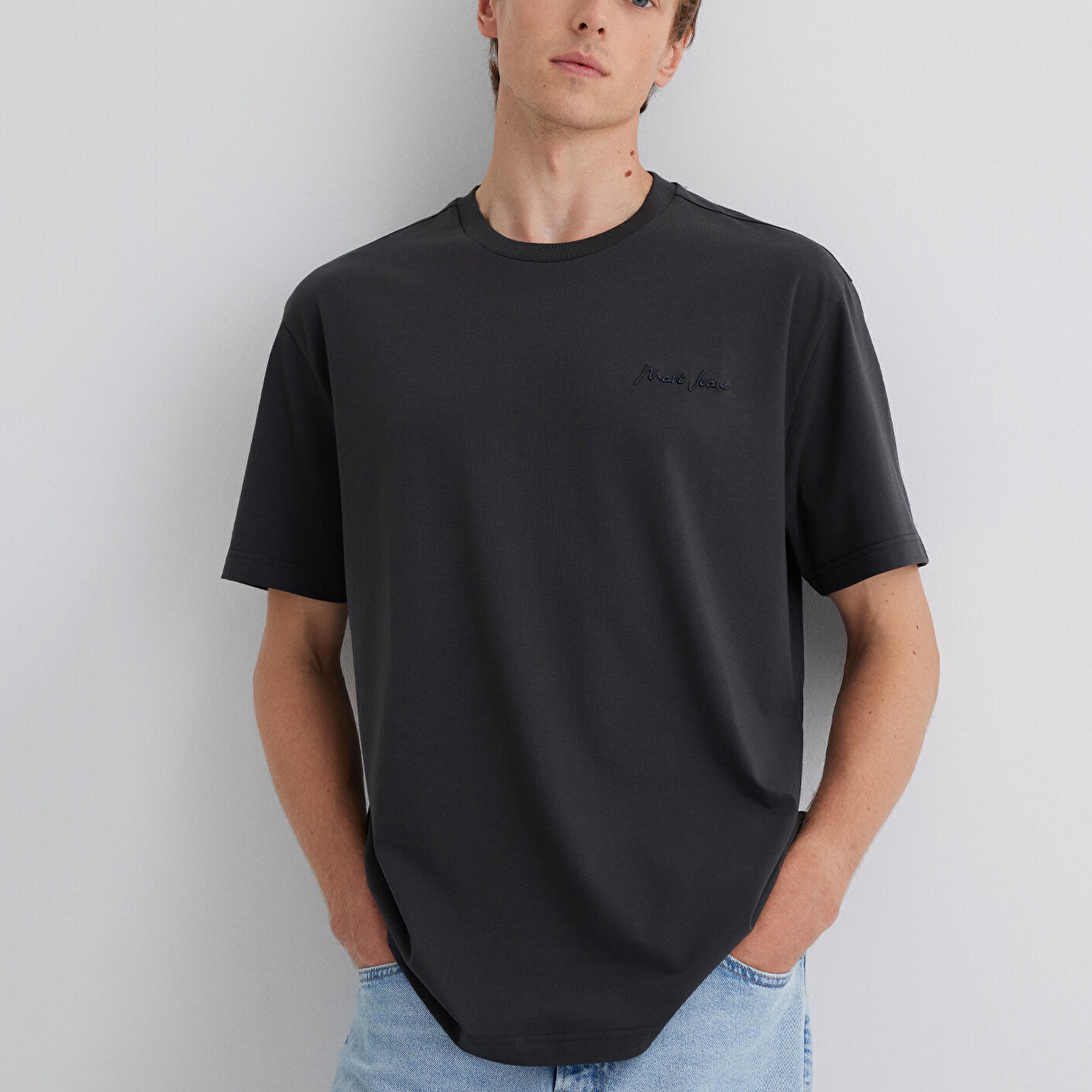 Mavi Mavi Jeans Baskılı Gri Tişört Loose Fit / Bol Rahat Kesim 0612733-70092