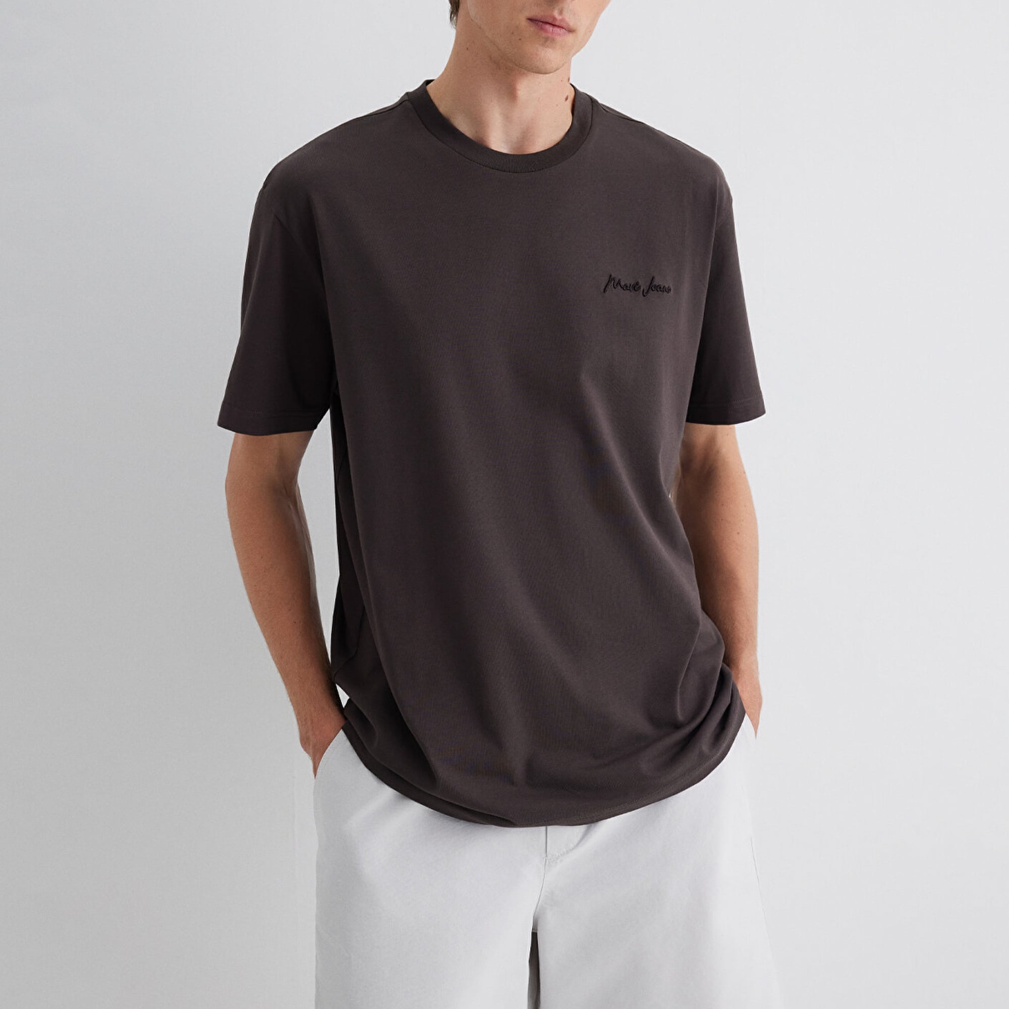 Mavi Mavi Jeans Baskılı Kahverengi Tişört Loose Fit / Bol Rahat Kesim 0612733-70219