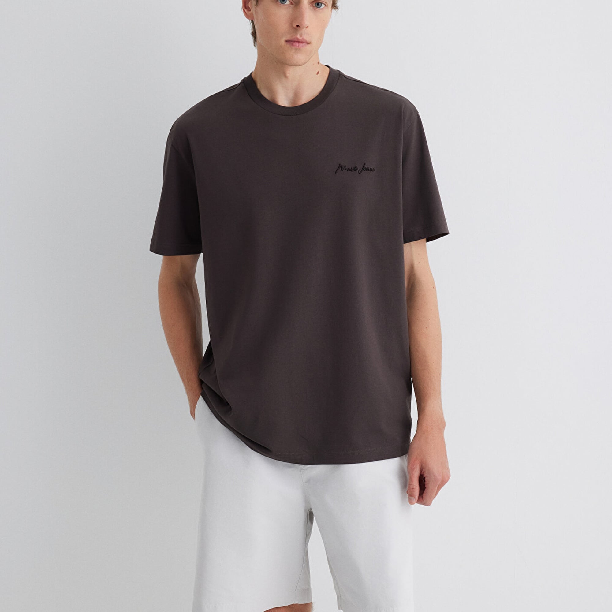 Mavi Mavi Jeans Baskılı Kahverengi Tişört Loose Fit / Bol Rahat Kesim 0612733-70219