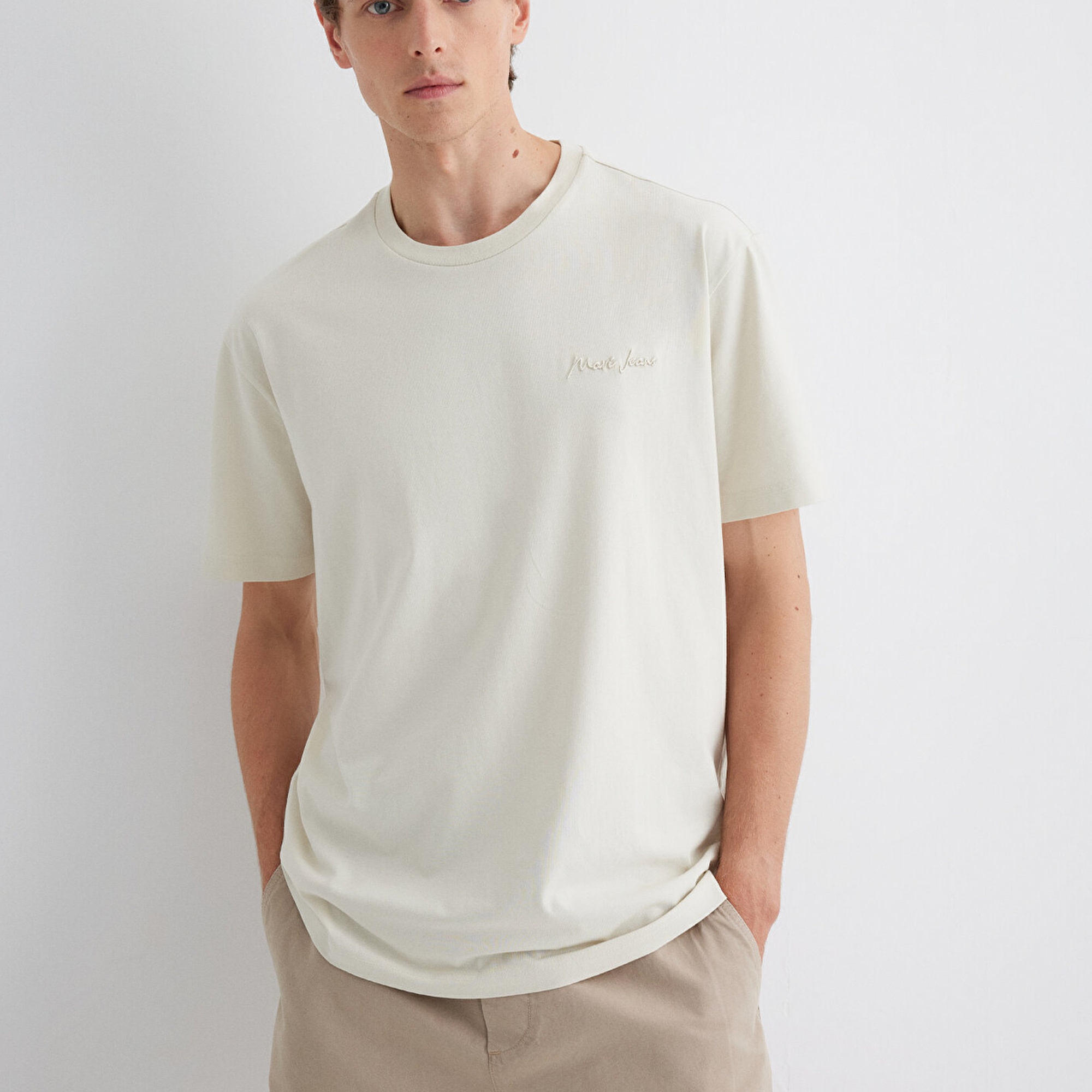 Mavi Mavi Jeans Nakışlı Gri Tişört Loose Fit / Bol Rahat Kesim 0612733-70134