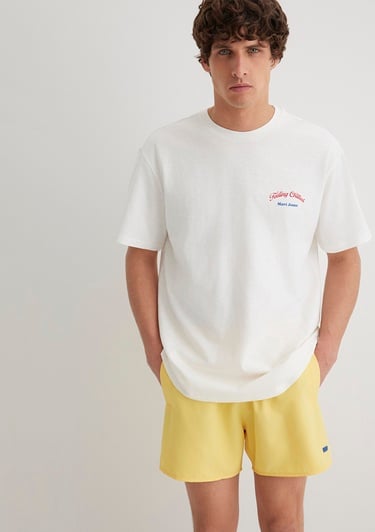  Mavi Feeling Chilled Baskılı Ekru Tişört Loose Fit / Bol Rahat Kesim 0612666-70057