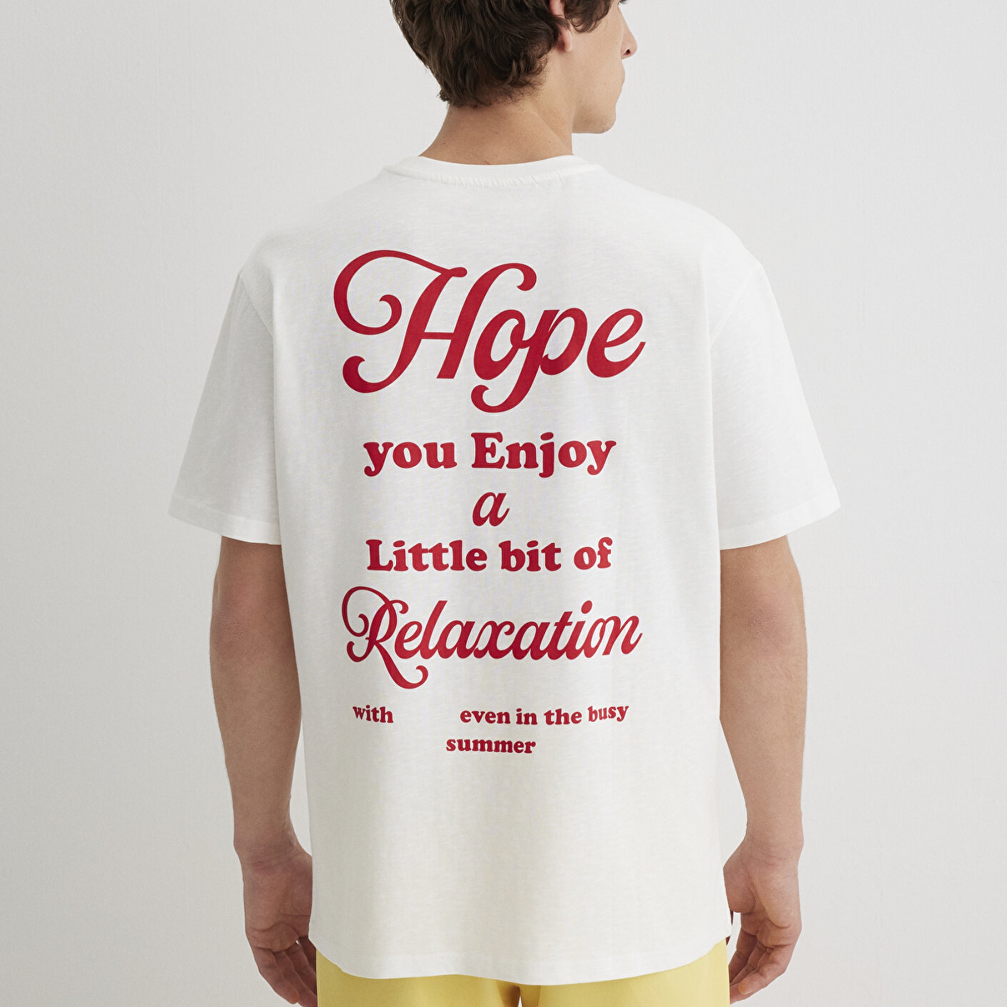 Mavi Feeling Chilled Baskılı Ekru Tişört Loose Fit / Bol Rahat Kesim 0612666-70057