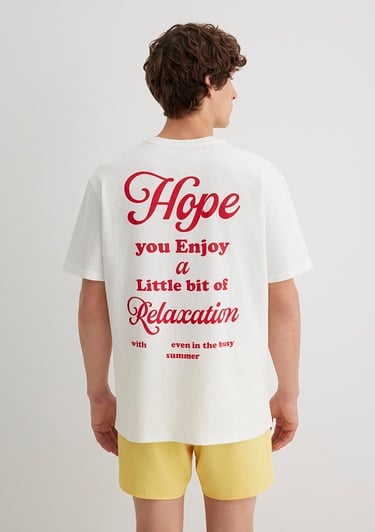  Mavi Feeling Chilled Baskılı Ekru Tişört Loose Fit / Bol Rahat Kesim 0612666-70057