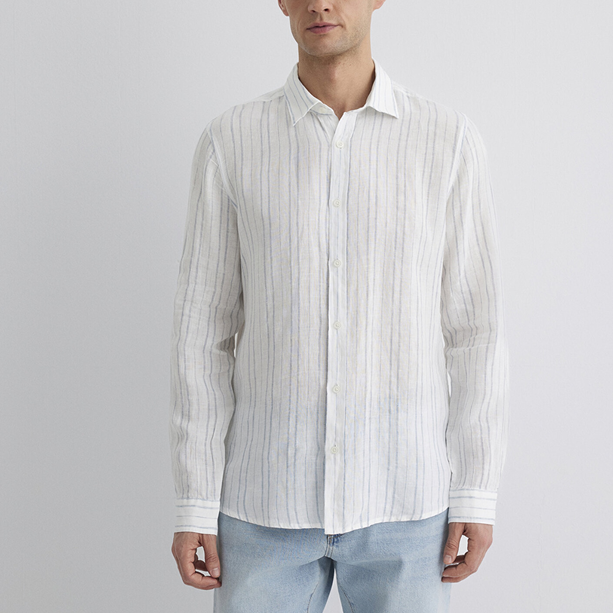 Mavi Çizgili Mavi Gömlek Regular Fit / Normal Kesim 0211525-89288