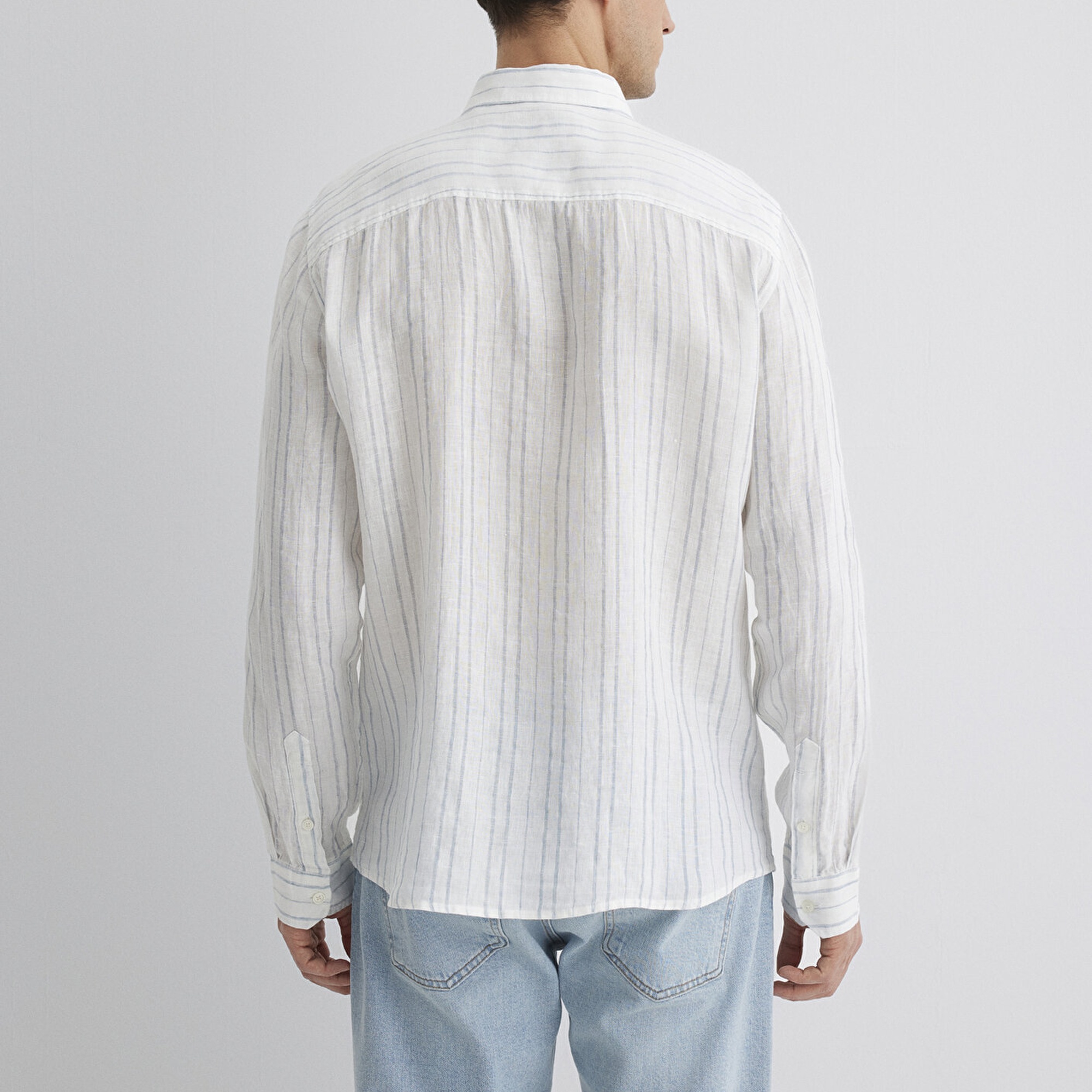 Mavi Çizgili Mavi Gömlek Regular Fit / Normal Kesim 0211525-89288