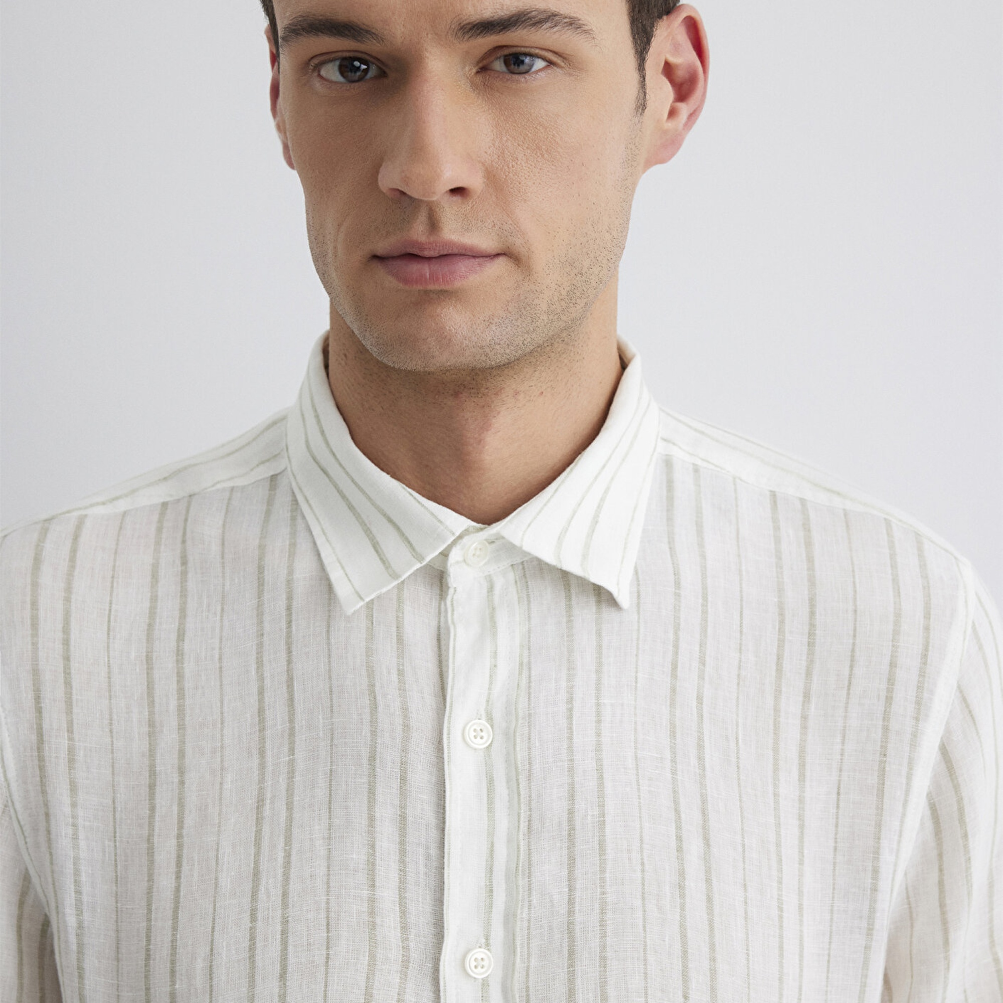 Mavi Çizgili Yeşil Gömlek Regular Fit / Normal Kesim 0211525-71481