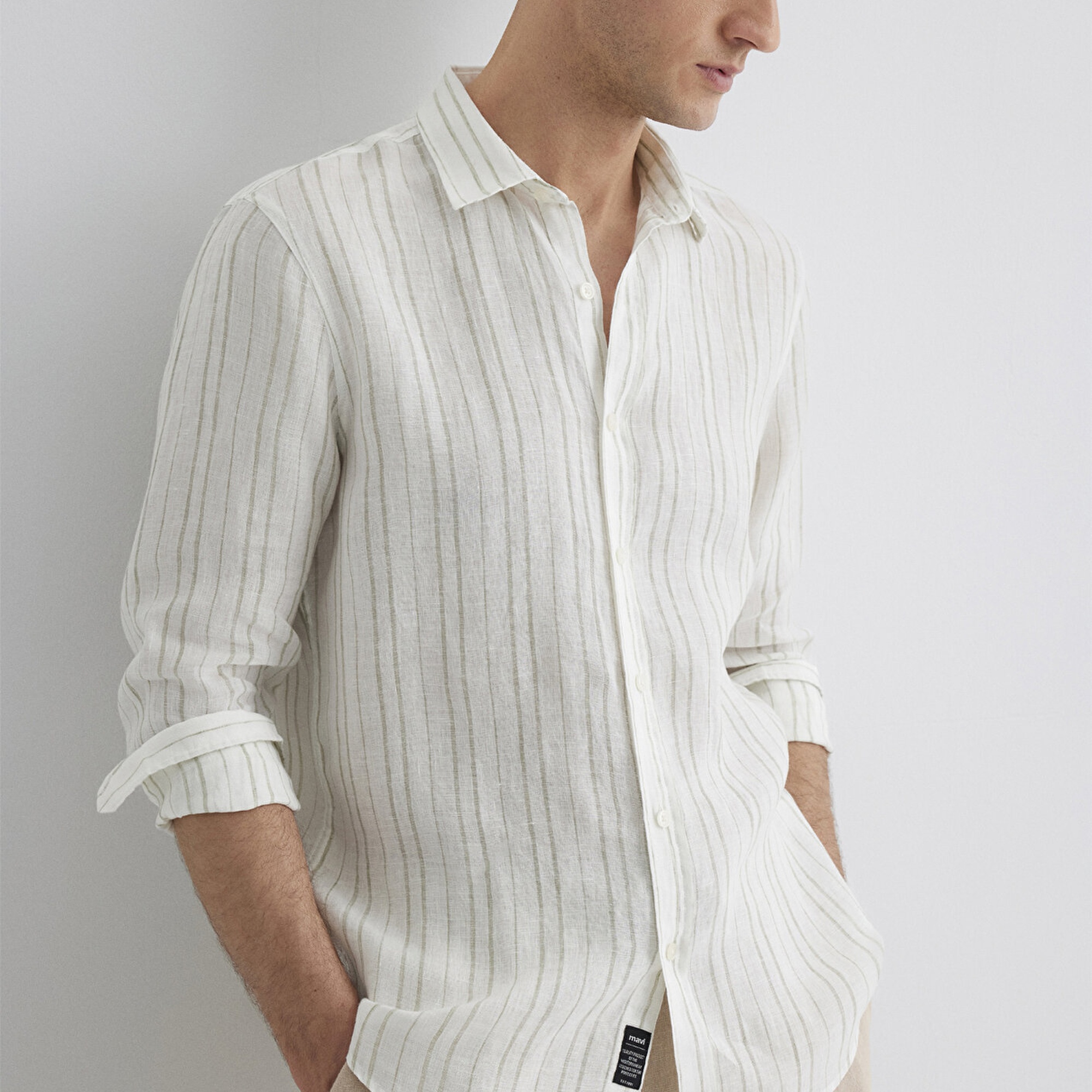 Mavi Çizgili Yeşil Gömlek Regular Fit / Normal Kesim 0211525-71481