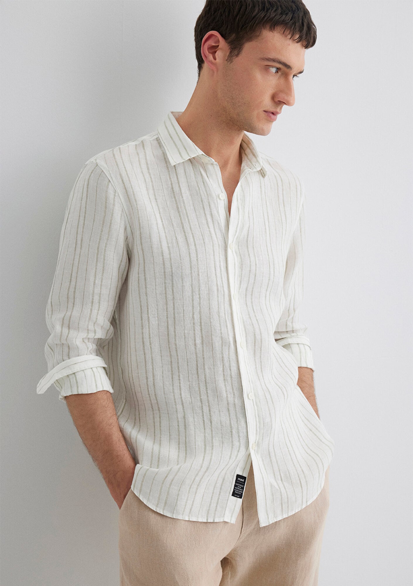  Mavi Çizgili Yeşil Gömlek Regular Fit / Normal Kesim 0211525-71481