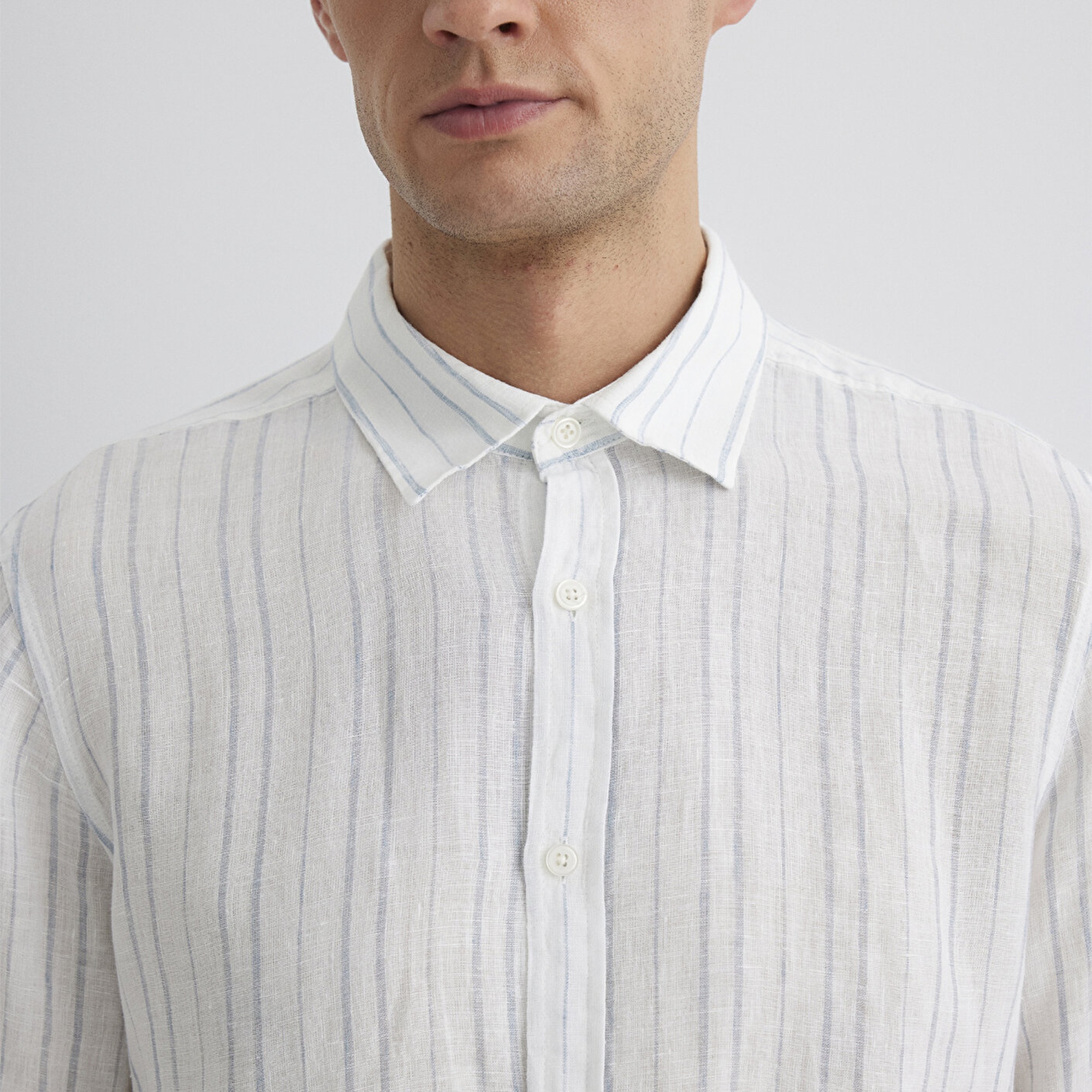 Mavi Çizgili Mavi Gömlek Regular Fit / Normal Kesim 0211525-89288