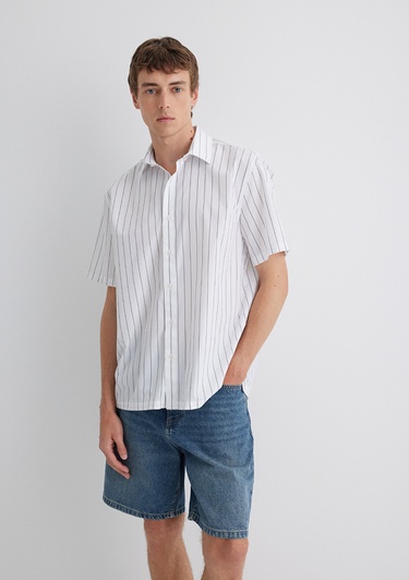  Mavi Çizgili Gri Gömlek Regular Fit / Normal Kesim 0211576-70096