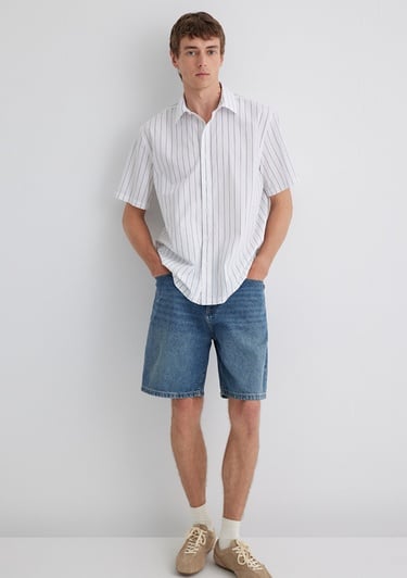  Mavi Çizgili Gri Gömlek Regular Fit / Normal Kesim 0211576-70096