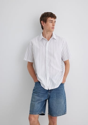  Mavi Çizgili Gri Gömlek Regular Fit / Normal Kesim 0211576-70096