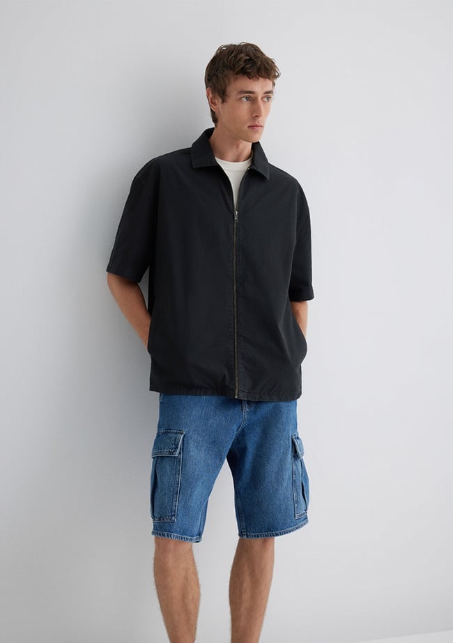  Mavi Antrasit Gömlek Oversize / Geniş Kesim 0211545-70092