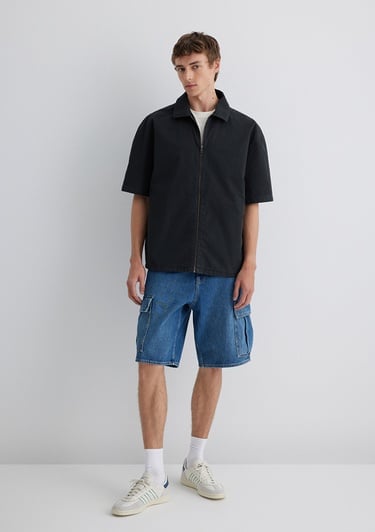  Mavi Antrasit Gömlek Oversize / Geniş Kesim 0211545-70092