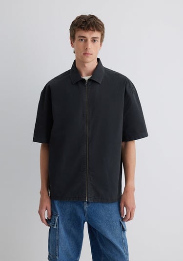  Mavi Antrasit Gömlek Oversize / Geniş Kesim 0211545-70092