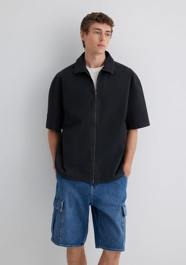  Mavi Antrasit Gömlek Oversize / Geniş Kesim 0211545-70092