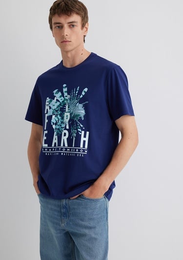  Mavi Baskılı Lacivert Tişört Regular Fit / Normal Kesim 0612671-70496