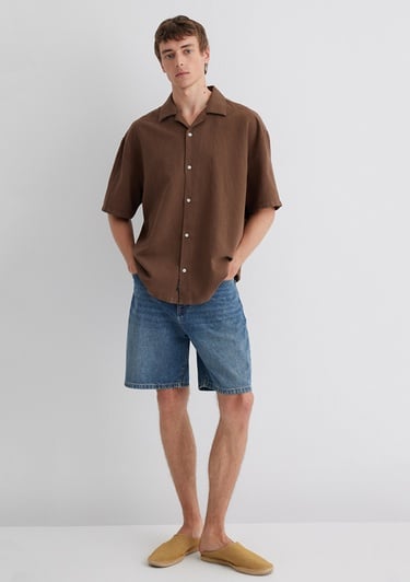  Mavi Kahverengi Gömlek Oversize / Geniş Kesim 0210679-89330