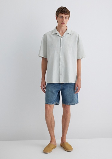  Mavi Yeşil Gömlek Oversize / Geniş Kesim 0210679-70148