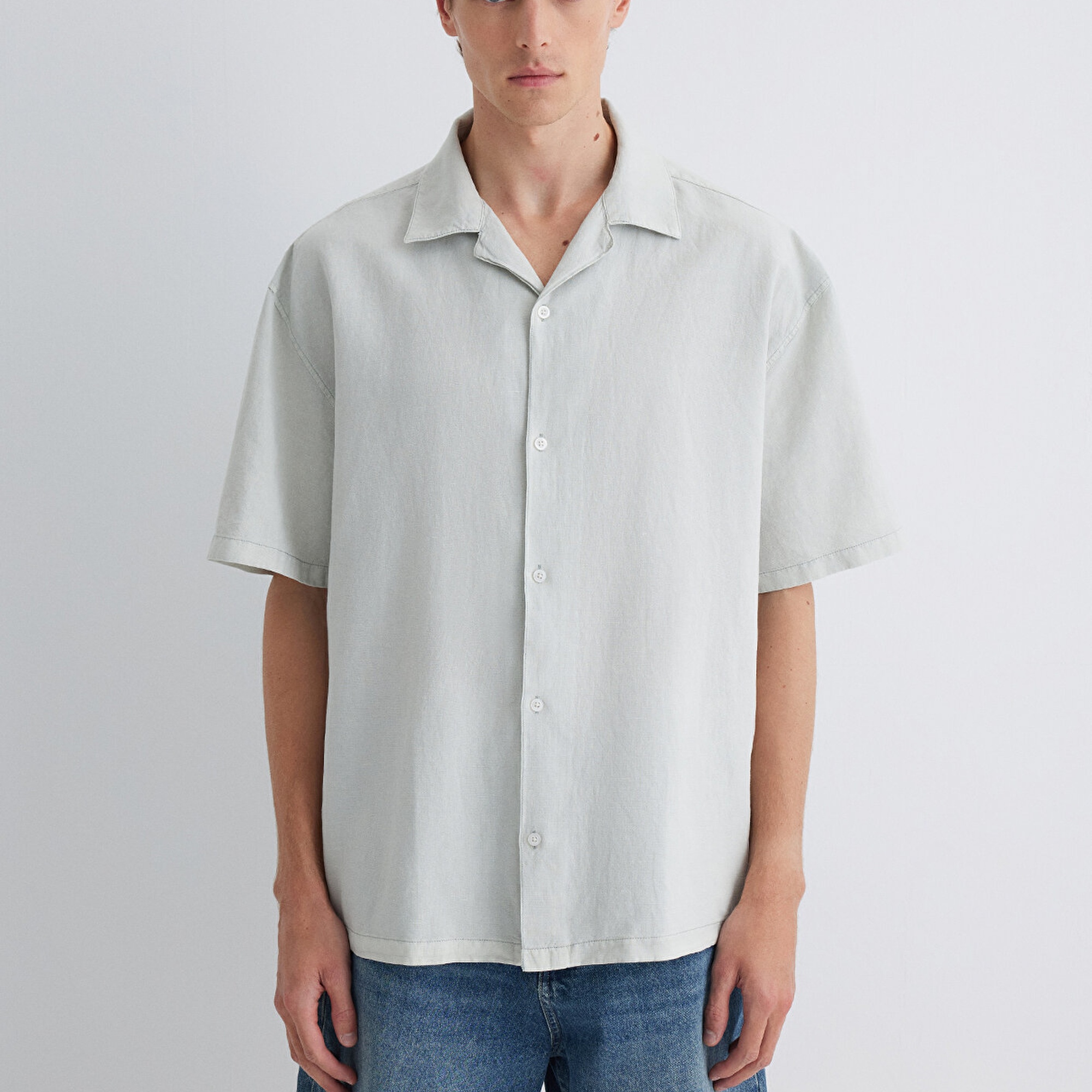 Mavi Yeşil Gömlek Oversize / Geniş Kesim 0210679-70148