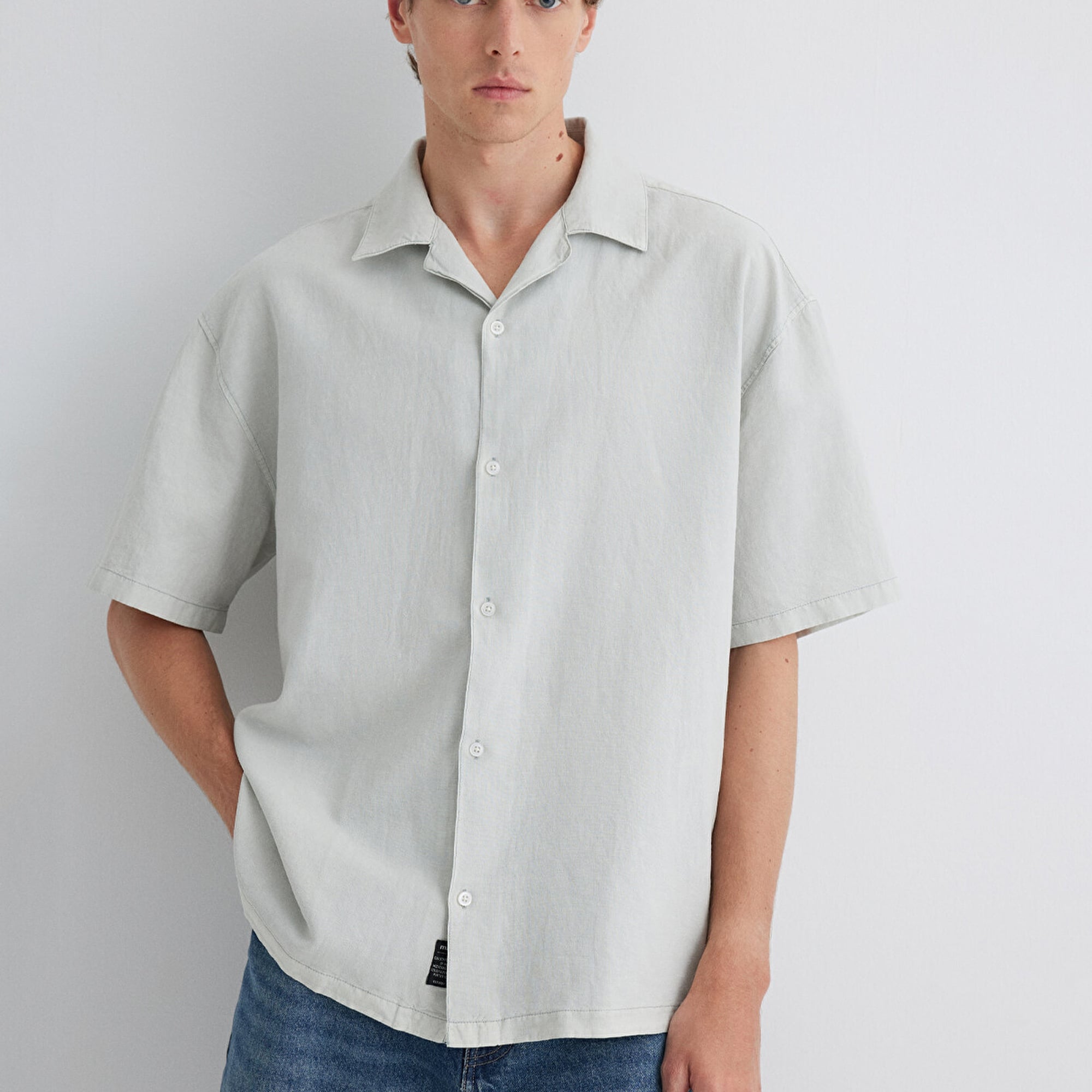 Mavi Yeşil Gömlek Oversize / Geniş Kesim 0210679-70148