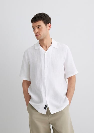  Mavi Beyaz Keten Gömlek Regular Fit / Normal Kesim 0211474-620