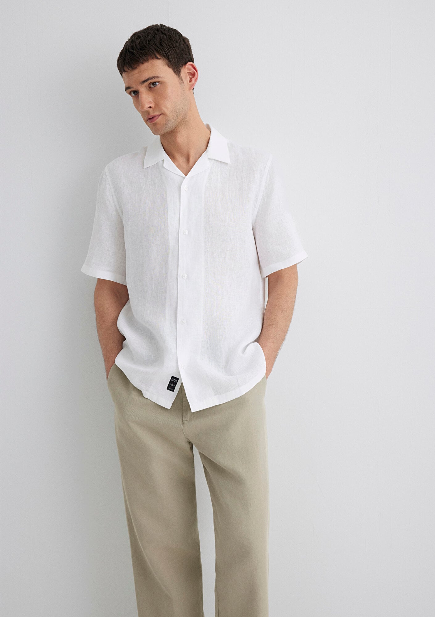  Mavi Beyaz Keten Gömlek Regular Fit / Normal Kesim 0211474-620