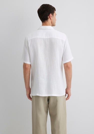  Mavi Beyaz Keten Gömlek Regular Fit / Normal Kesim 0211474-620