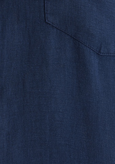  Mavi Gri Keten Gömlek Regular Fit / Normal Kesim 0211473-82183