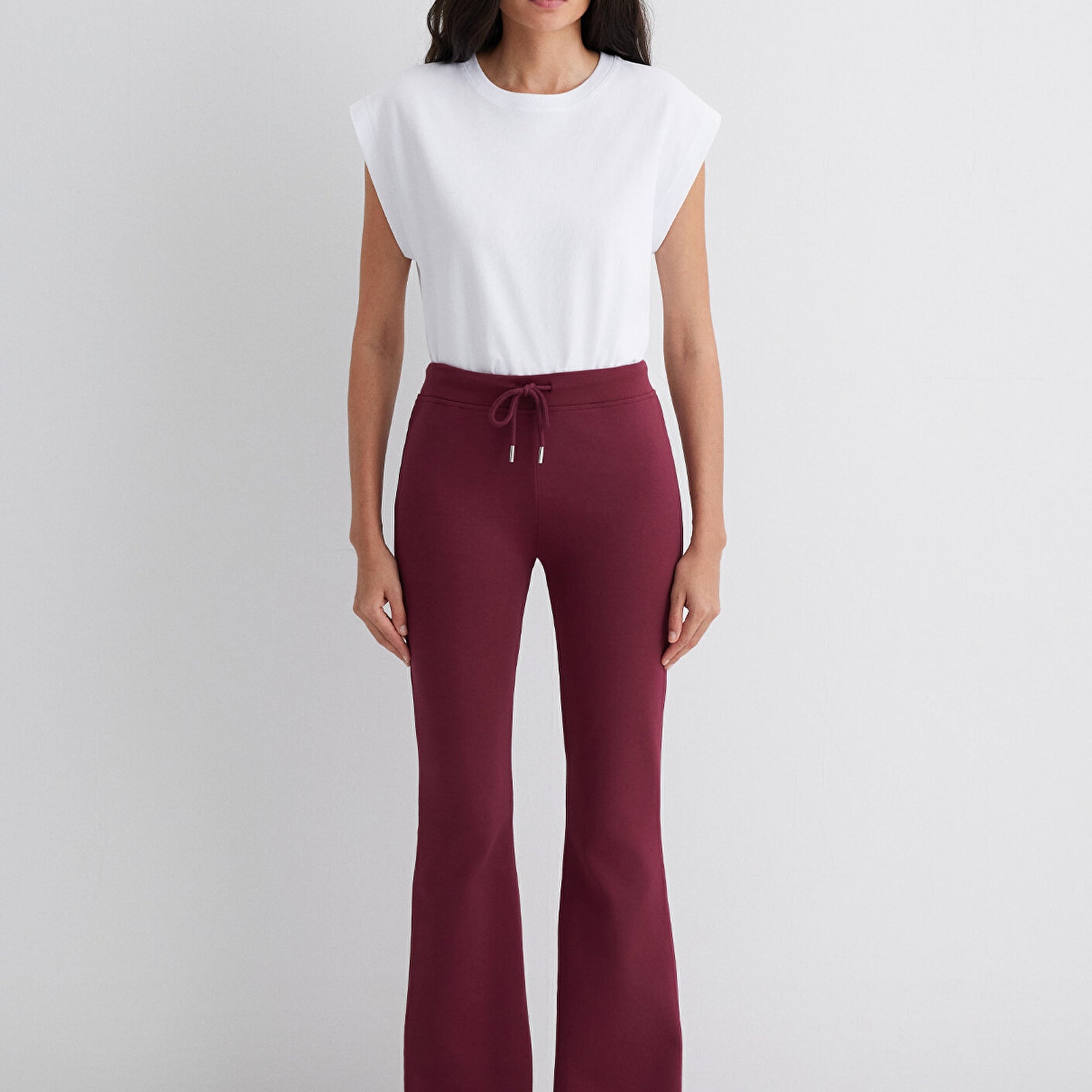 Mavi İspanyol Paça Bordo İnterlok Eşofman Altı 1011077-70394