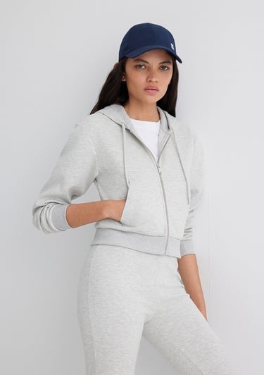  Mavi Kapüşonlu Gri İnterlok Sweatshirt 1S10424-88467