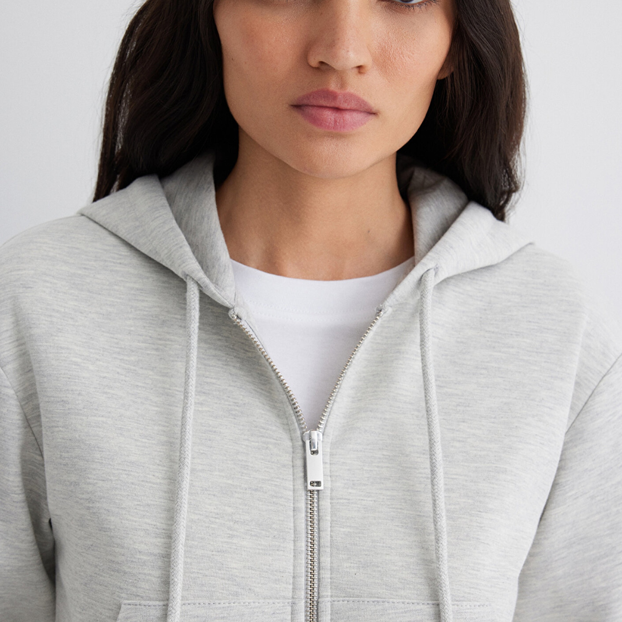 Mavi Kapüşonlu Gri İnterlok Sweatshirt 1S10424-88467